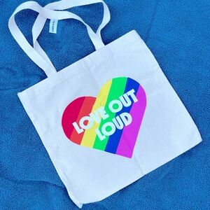 Old Navy pride rainbow love out loud canvas tote